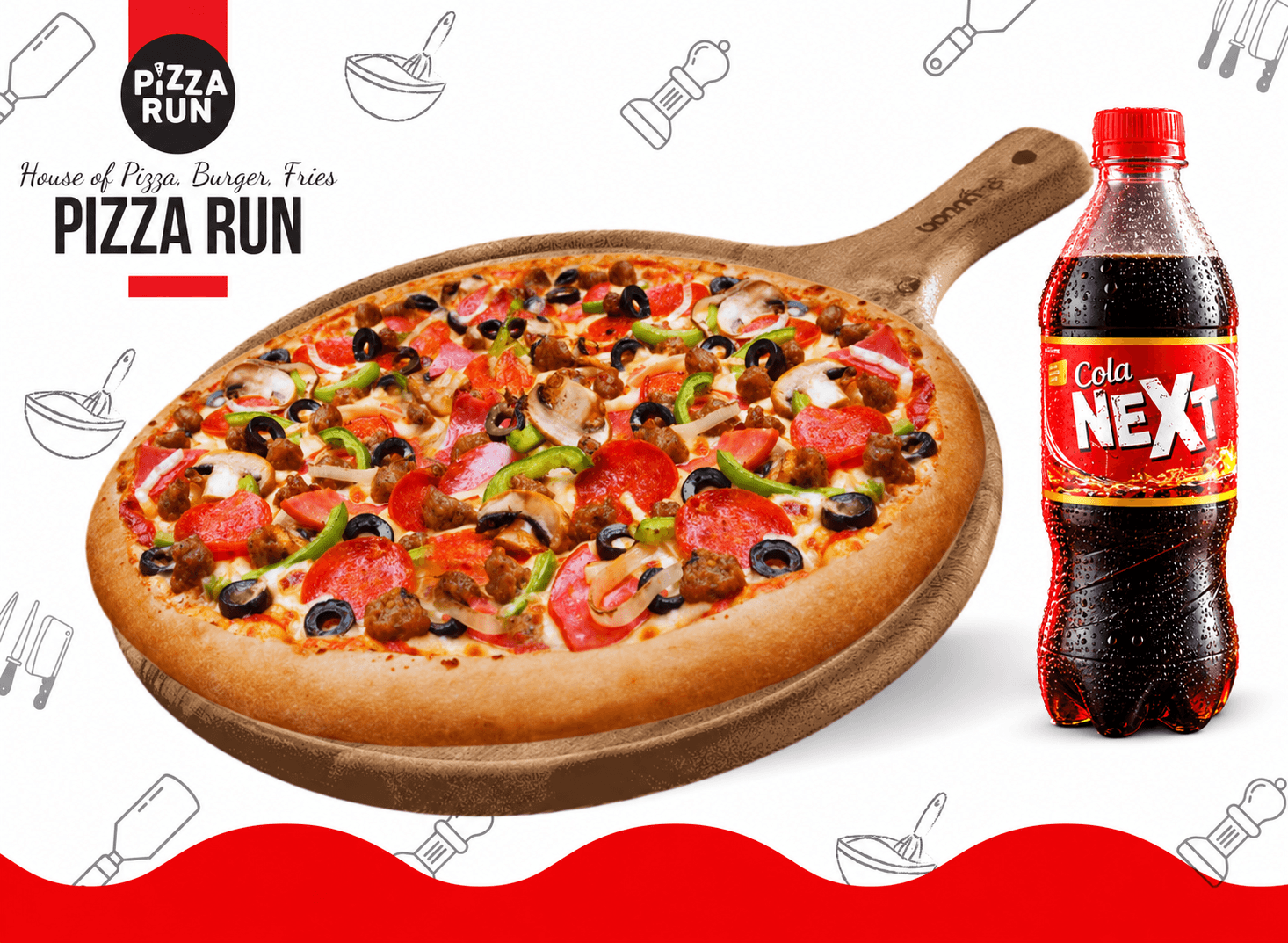 1 Regular Pizza + 1 Small Drink from Pizza Run Fast Food Karachi