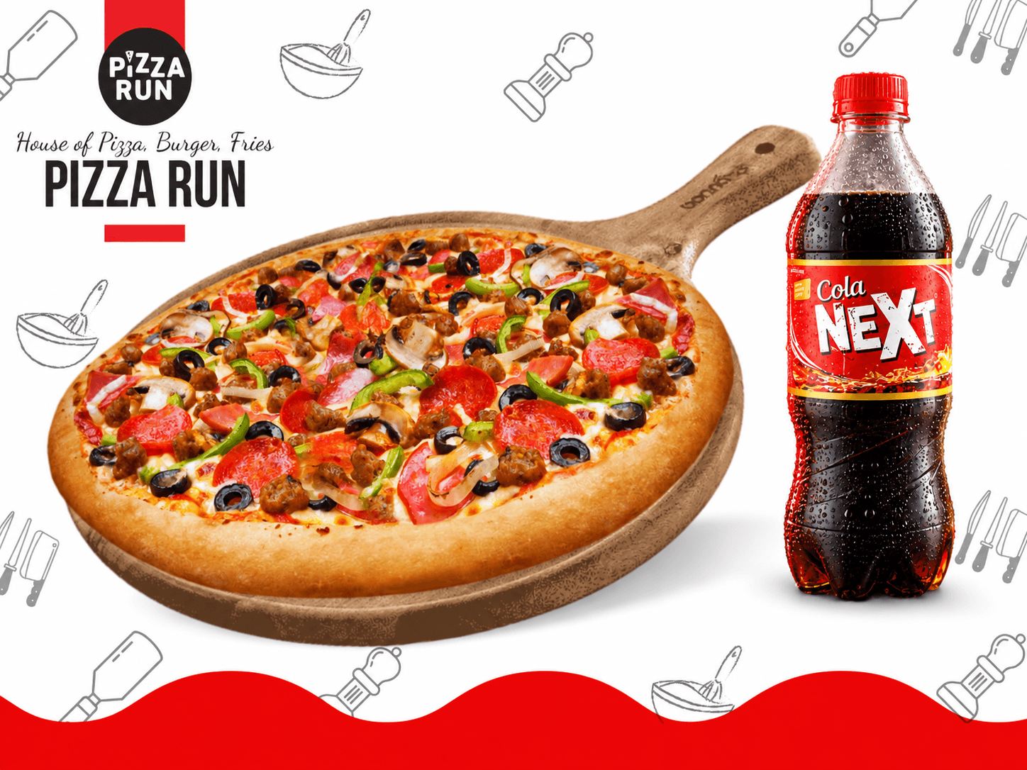 1 Large Pizza + 1 Liter Drink from Pizza Run Fast Food Karachi
