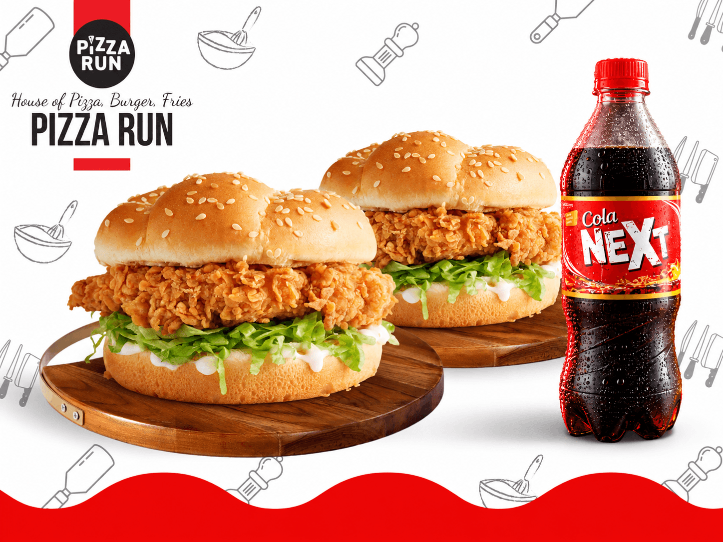 2 Zinger Burgers + 1 Small Drink from Pizza Run Fast Food Karachi