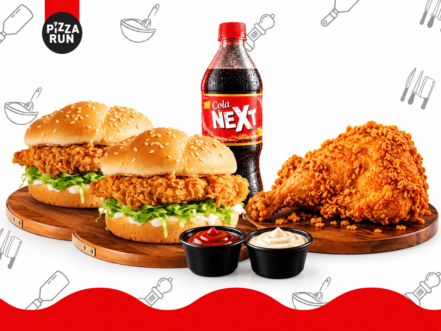 2 Zingers + 1 Qtr. Broast Festival from Pizza Run Fast Food Karachi