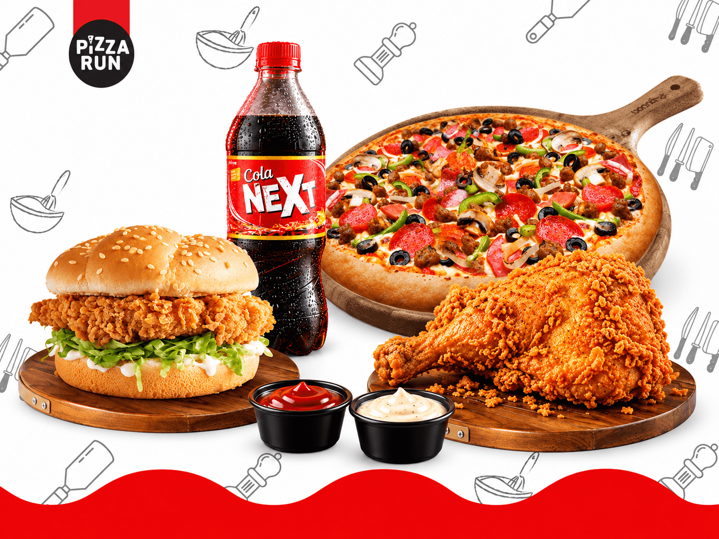 Large Pizza + Zinger + Broast Festival from Pizza Run Fast Food Karachi