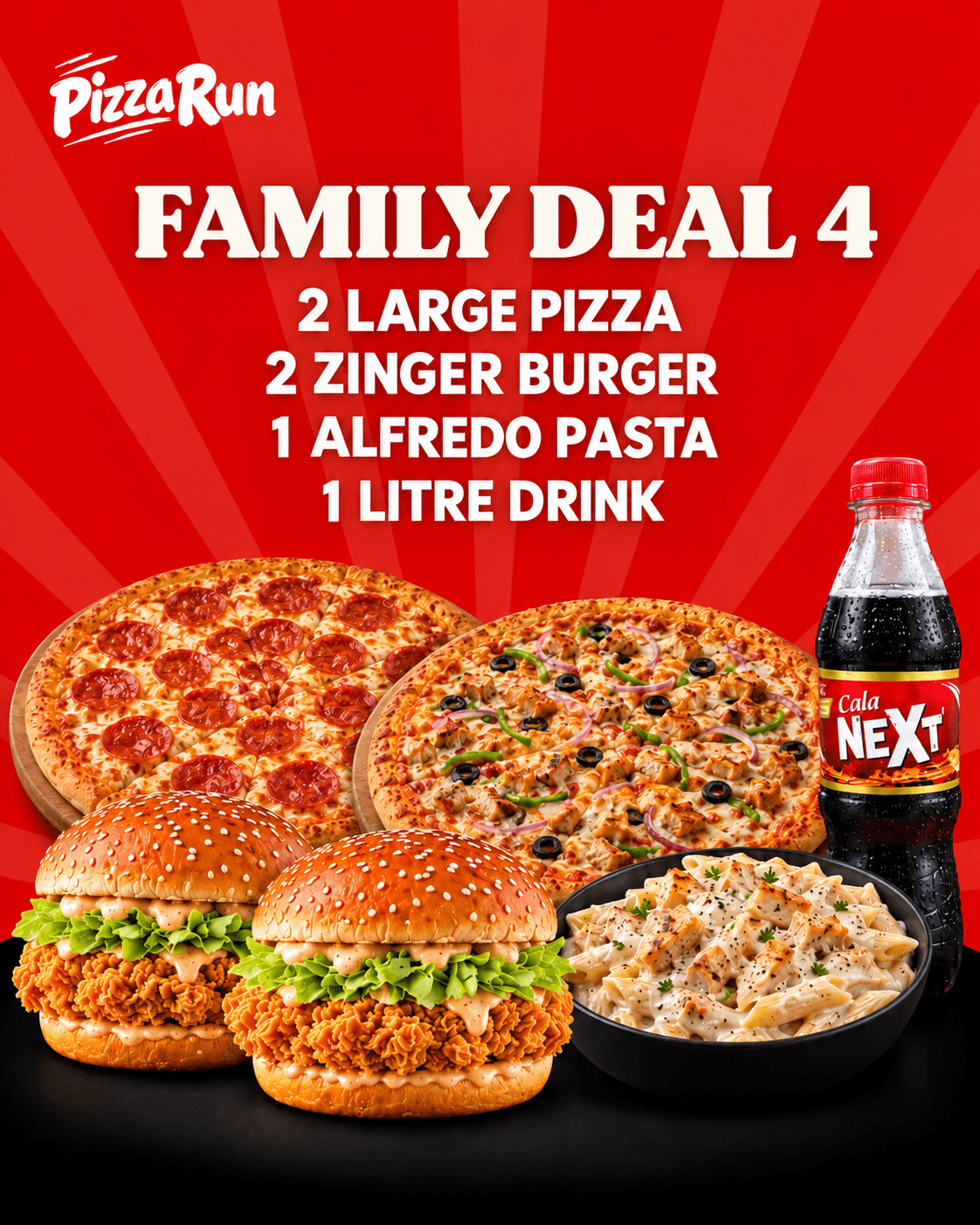 Family Deal 4 from Pizza Run Fast Food Karachi