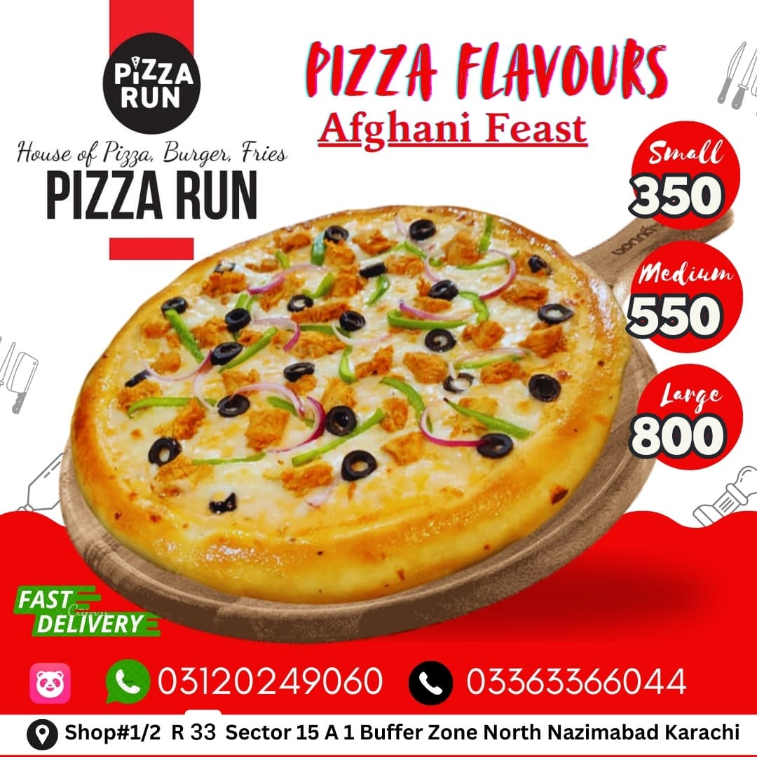 Afghani Feast Pizza from Pizza Run Fast Food Karachi