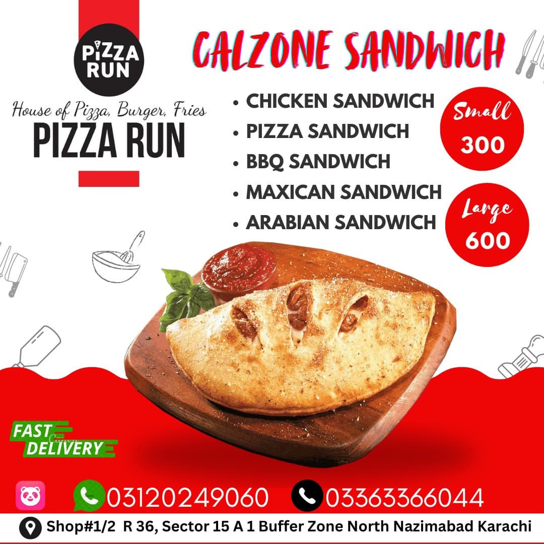 Calzone Sandwich from Pizza Run Fast Food Karachi