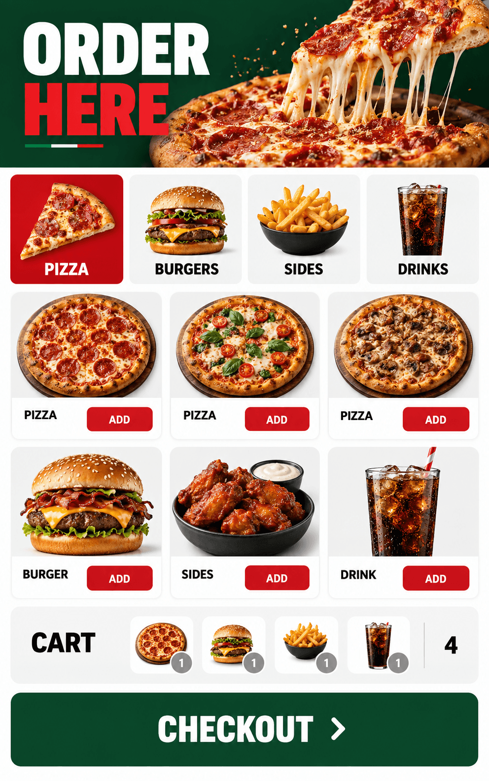 TechsyRestaurant self-order kiosk menu interface